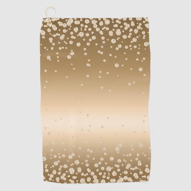Serviette De Golf Marron Clair Dégradé Blanc Luxe Points Joli Glamou (Devant)