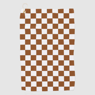 Serviette De Golf Marron et Blanc à Carreaux