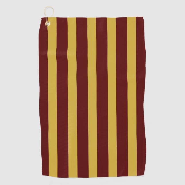 Serviette De Golf Marron et rayures verticales or métallisé (Devant)