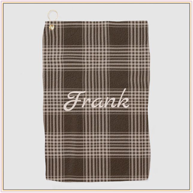 Serviette De Golf Masculine Brown et beige Plaid (Créateur téléchargé)