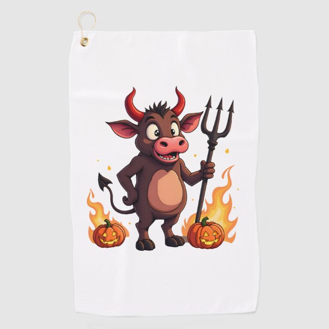 Serviette De Golf Méchanceté de vache diabolique (Devant)