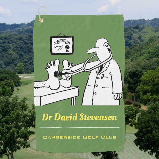 Serviette De Golf Médecin avec stéthoscope et fond vert (Créateur téléchargé)