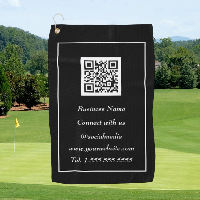 Serviette De Golf Médias sociaux QR Code scanner noir professionnel (Créateur téléchargé)