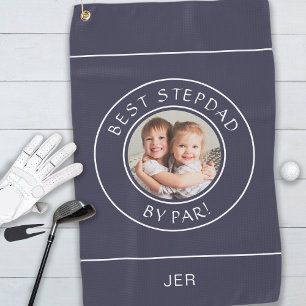 Serviette De Golf Meilleur Beau-Père Par Golfeur Moderne Photo Bleu 