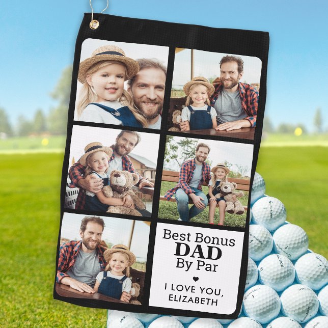 Serviette De Golf Meilleur BONUS DAD Par Par Personnalisé 5 Photo Co (Créateur téléchargé)