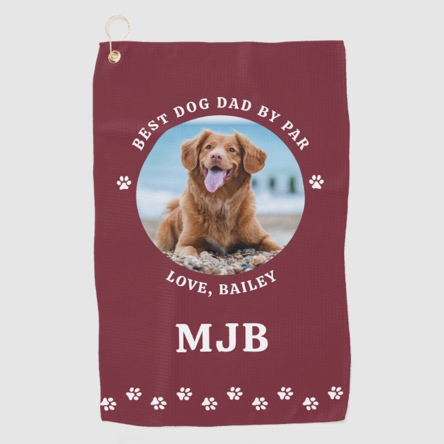Serviette De Golf Meilleur CHIEN DAD Par Photo Personnalisée Golfer  (Devant)