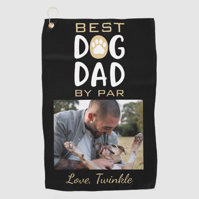 Serviette De Golf Meilleur Chien Papa Par Chien Nom Photo Golf Servi (Devant)
