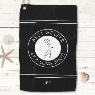Serviette De Golf Meilleur golfeur de loin en noir et blanc personna