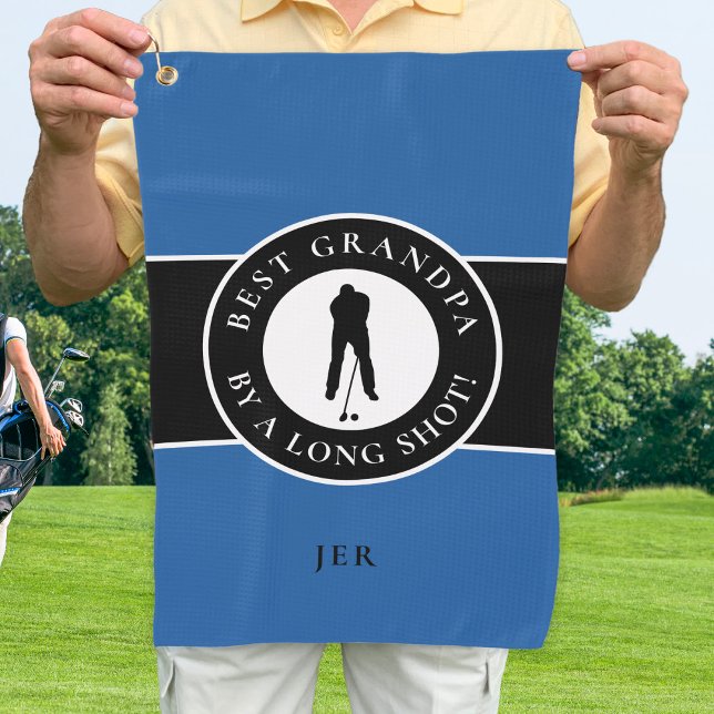 Serviette De Golf Meilleur Grand-Père Golfeur Monogramme Sports Bleu (Créateur téléchargé)