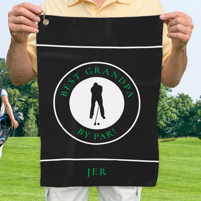 Serviette De Golf Meilleur Grand-Père Par Golfeur Monogramme Sports  (Best Grandpa By Par Golfer Monogram Sports Black Golf Towel)