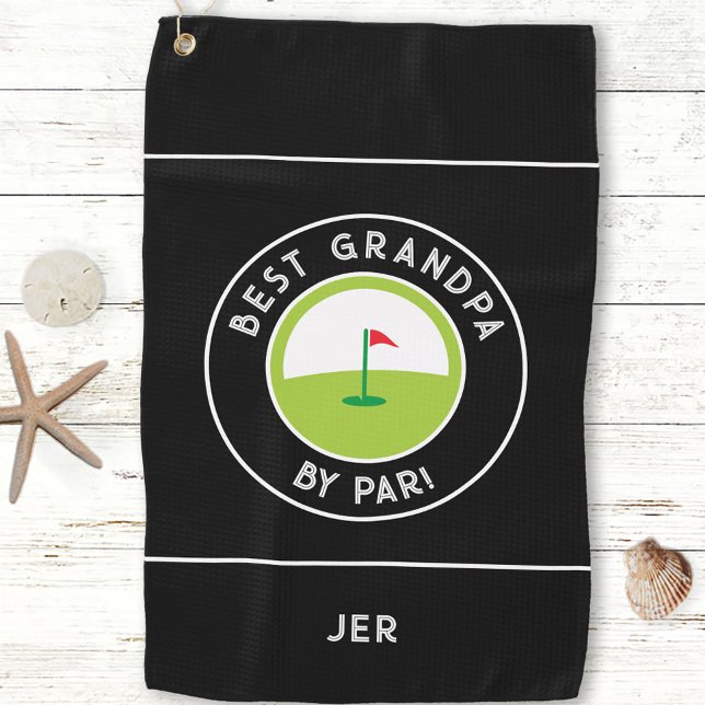 Serviette De Golf Meilleur Grand-Père Par Par Amusants Moderne Golfe (Best Grandpa By Par Fun Modern Golfer Black White Golf Towel)