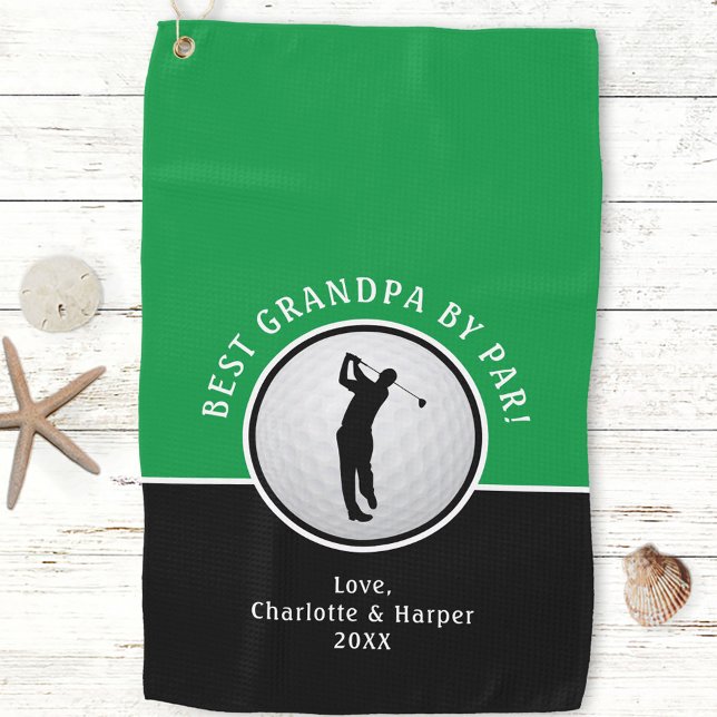 Serviette De Golf Meilleur Grand-Père Par Par Golfeur Homme Noir Ver (Best Grandpa By Par Golfer Male Black Green Custom Golf Towel)