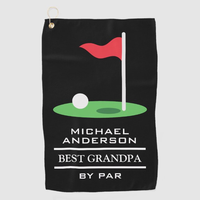 Serviette De Golf Meilleur Grand-Père Par Par Nom Personnalisé (Devant)