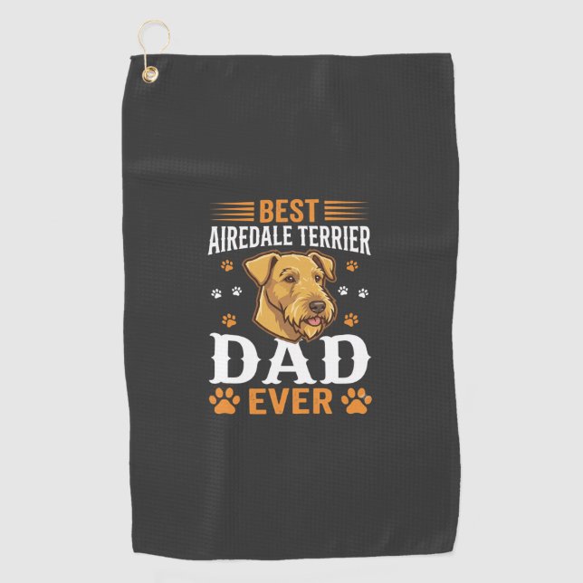 Serviette De Golf Meilleur papa Airedale Terrier de tous les temps a (Devant)