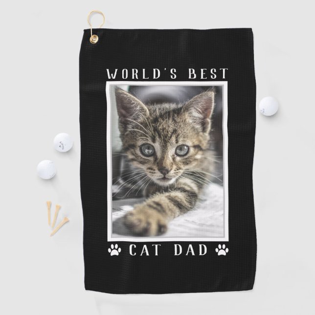 Serviette De Golf Meilleur Papa Chat du Monde Empreintes de Patte Ph (Créateur téléchargé)