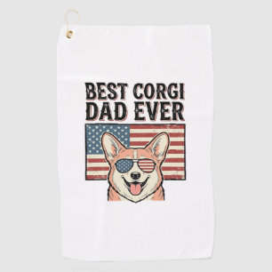 Serviette De Golf Meilleur Papa Corgi Patriote Vintage T-Shirt Chien