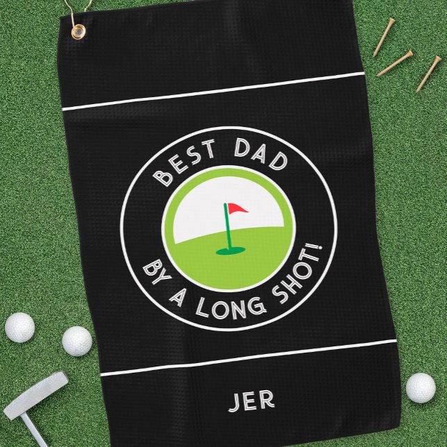 Serviette De Golf Meilleur Papa De Loin Golfeur Amusant Noir Moderne (Créateur téléchargé)