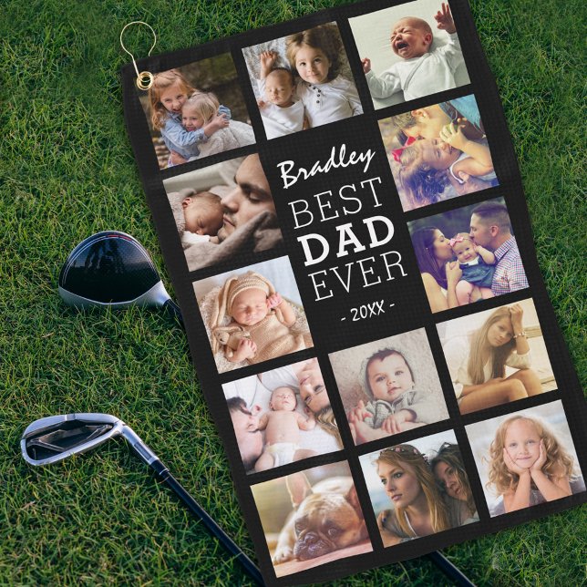 Serviette De Golf Meilleur Papa du Monde Collage de Photos (Créateur téléchargé)