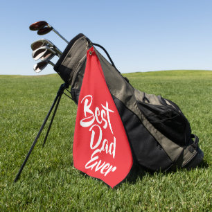 Serviette De Golf 'Meilleur Papa du Monde' Typographie Rouge Blanc C