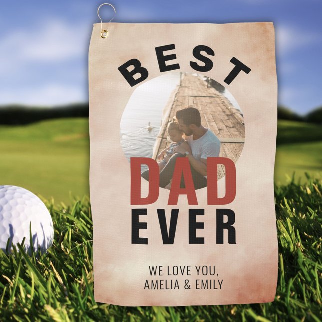 Serviette De Golf Meilleur papa Ever aquarelle Photo de la Fête du P (Créateur téléchargé)