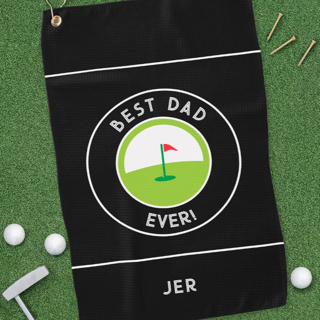 Serviette De Golf Meilleur papa jamais amusant Golfeur moderne Noir  (Créateur téléchargé)