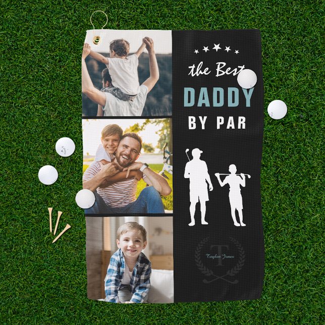 Serviette De Golf Meilleur Papa Par | Collage photo Monogram (Créateur téléchargé)
