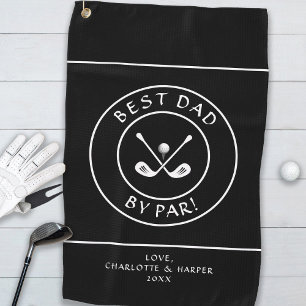 Serviette De Golf Meilleur Papa Par Drôle Noir & Blanc Personnalisé
