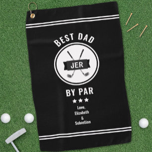 Serviette De Golf Meilleur Papa Par Monogramme Noir et Blanc