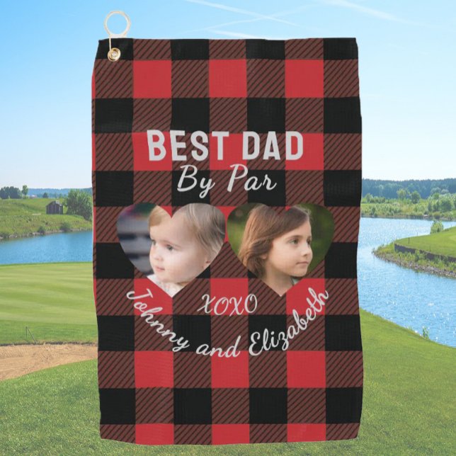 Serviette De Golf Meilleur Papa Par Par 2 Enfants Photo Collage Pers (Créateur téléchargé)