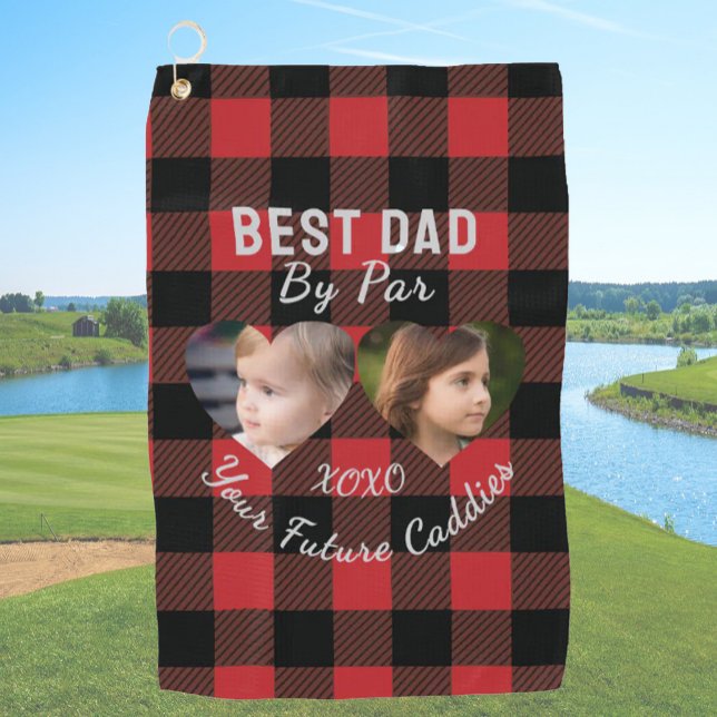 Serviette De Golf Meilleur Papa Par Par 2 Enfants Photo Collage Pers (Créateur téléchargé)
