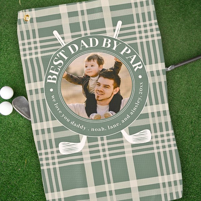 Serviette De Golf Meilleur Papa Par Par Buffalo Plaid Fête des pères (Créateur téléchargé)