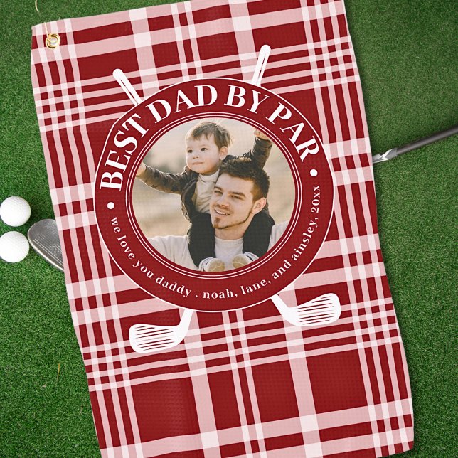 Serviette De Golf Meilleur Papa Par Par Buffalo Plaid Fête des pères (Créateur téléchargé)