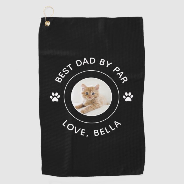 Serviette De Golf Meilleur papa Par Par Chat Empreinte de patte Phot (Devant)