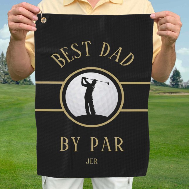Serviette De Golf Meilleur Papa Par Par Golf Devis Monogrammé Black  (Best Dad By Par Golfer Quote Monogrammed Black Gold Golf Towel Masculine Custom Gift For Him)