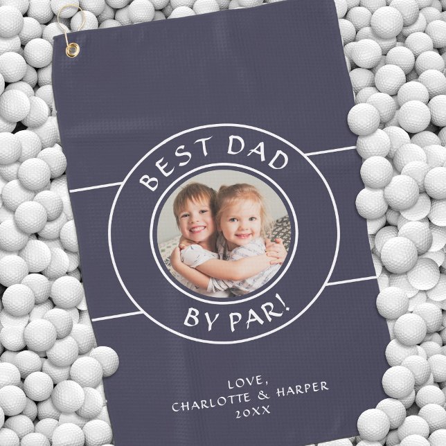 Serviette De Golf Meilleur Papa Par Par Golfer Photo Amusant Cadeau  (Best Dad By Par Golfer Photo Fun Gift Blue Custom Golf Towel)