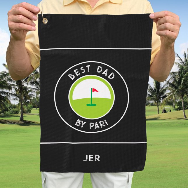 Serviette De Golf Meilleur Papa Par Par Jour Amusant Moderne Golfeur (Best Dad By Par Ever Fun Modern Golfer Black White Golf Towel)