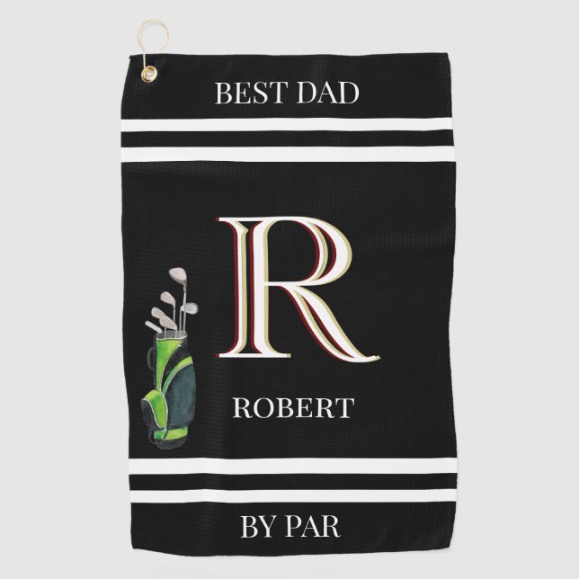 Serviette De Golf Meilleur papa par Par Parfait Personnalisé Monogra (Devant)