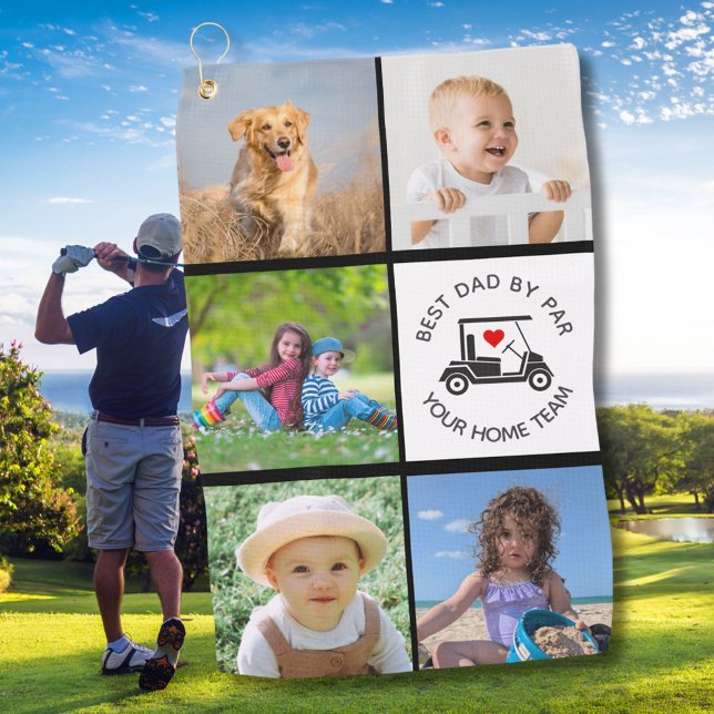 Serviette De Golf Meilleur Papa Par Par Photo Collage (Créateur téléchargé)