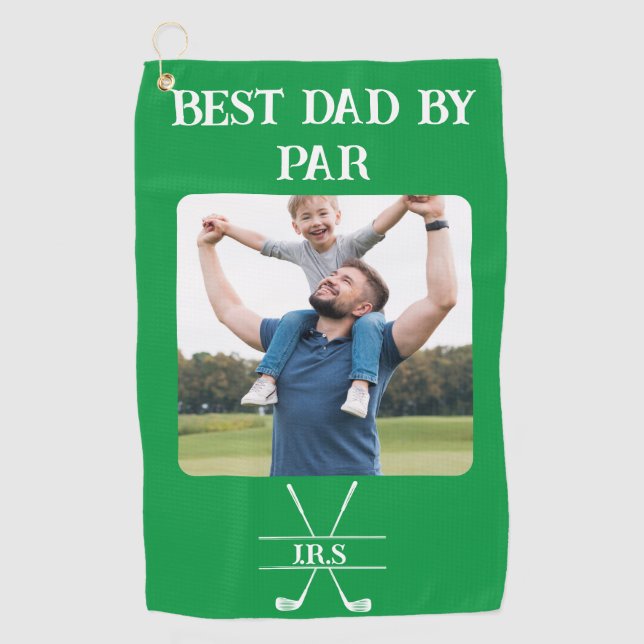 Serviette De Golf Meilleur papa par Par Photo Initiales Cadeau pour  (Devant)