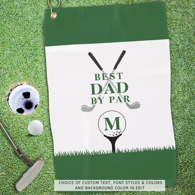 Serviette De Golf MEILLEUR PAPA PAR PAR Photo Monogramme Vert Blanc (Créateur téléchargé)