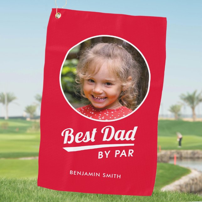 Serviette De Golf Meilleur Papa Par Photo Personnalisée Rouge Blanc (Créateur téléchargé)