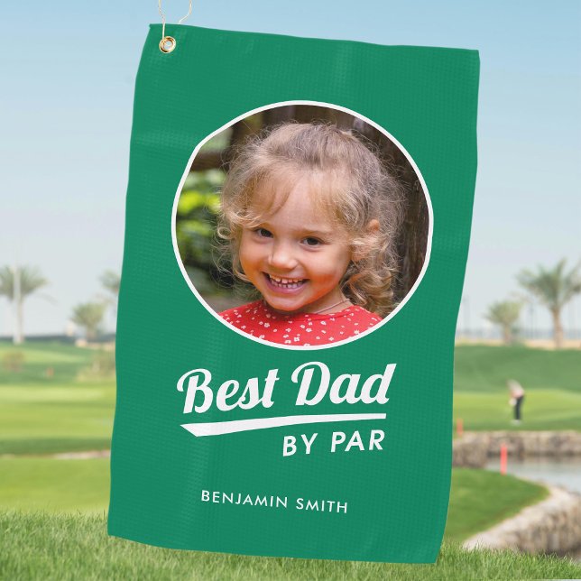 Serviette De Golf Meilleur Papa Par Photo Personnalisée Vert Blanc (Créateur téléchargé)