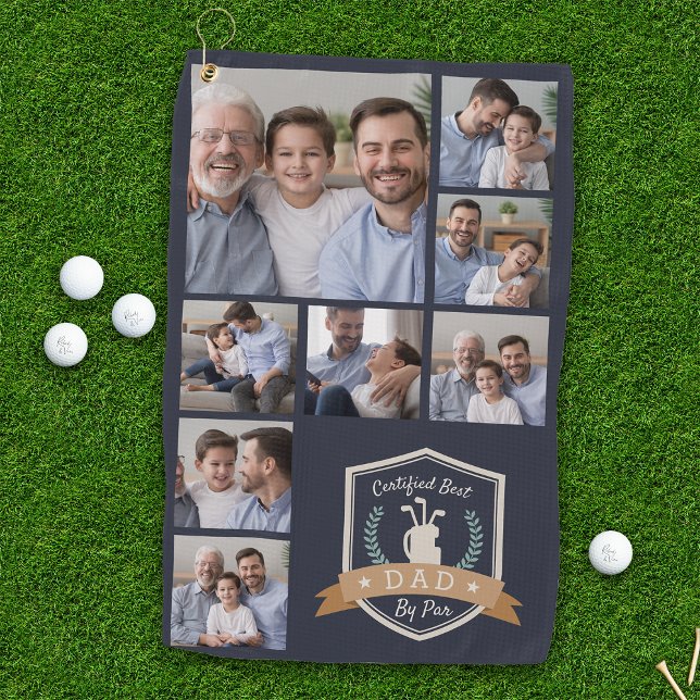 Serviette De Golf Meilleur papa par rapport | Collage de photos (Créateur téléchargé)