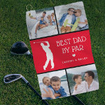 Serviette De Golf Meilleur papa personnalisé par Par Photo Collage G<br><div class="desc">Surprenez votre père professionnel de golf avec un cadeau de Fête des pères, de Noël ou d'anniversaire qu'il peut fièrement utiliser sur le terrain de golf! Ajoutez 4 (quatre) photos personnalisées à ce design à partir de votre téléphone ou ordinateur, le doux jeu de mots "Best Dad by Par", un...</div>