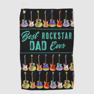 Serviette De Golf Meilleur Papa Rockstar de Tous les Temps Citation