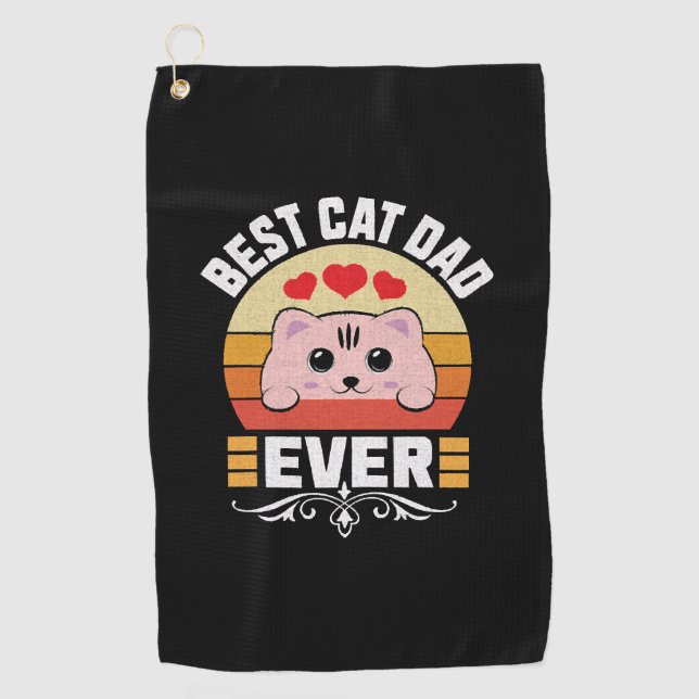 Serviette De Golf Meilleur père de chat jamais (Devant)