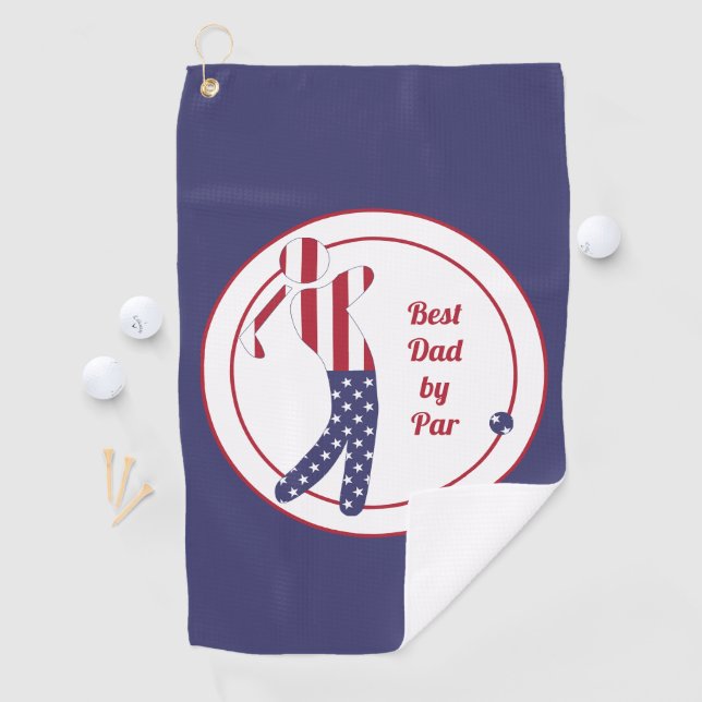Serviette De Golf Meilleur père par Par| American Flag Golf Player (En situation)