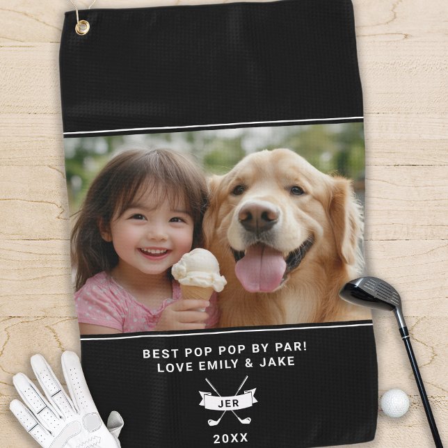 Serviette De Golf Meilleur Pop Pop Par Photo Golfeur Amusant Moderne (Best Pop Pop By Par Photo Golfer Fun Modern Black Golf Towel)