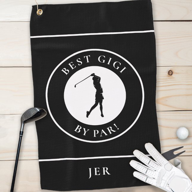 Serviette De Golf Meilleure Grand-Mère Gigi Golfeuse Monogramme Spor (Best Grandma Gigi Golfer Monogram Sports Pro Black Golf Towel)