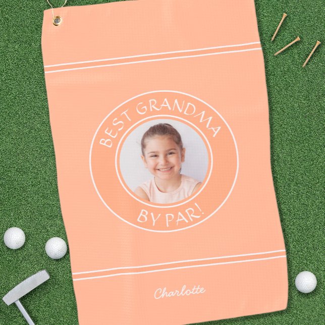 Serviette De Golf Meilleure Grand-Mère Par Par Elegant Golfer Peach  (Best Grandma By Par Elegant Golfer Peach Photo Fun Golf Towel)